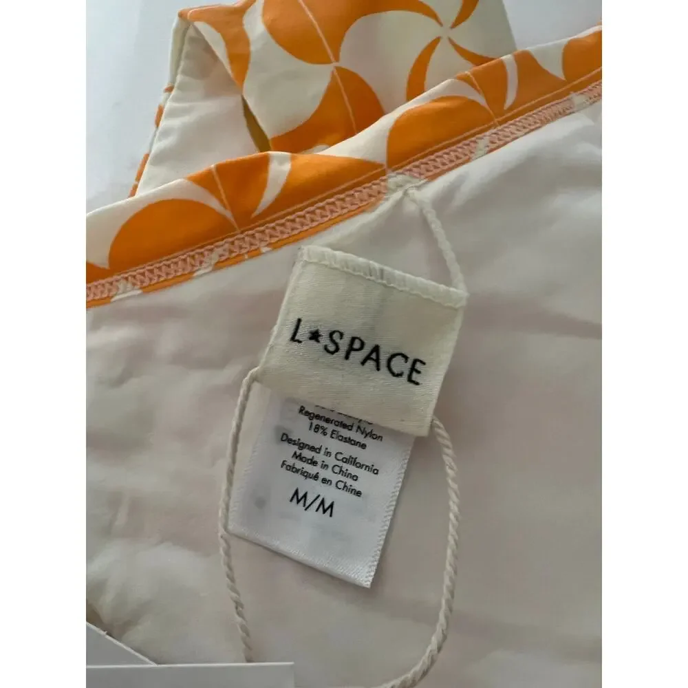 NWT L*Space Women's Swimwear Camdyn Bikini Bottom Bitsy Cut Orange Cream Size M